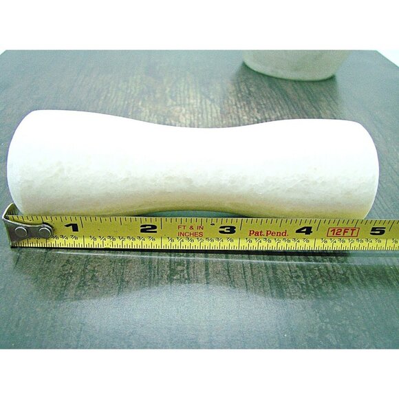 Small Mortar And Pestle Set Natural Stone Classic White Gray Marble 4x3" Herbs - Picture 6 of 9